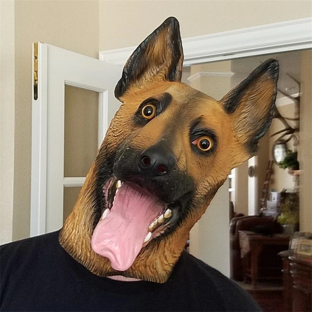 German Shepherd Mask Halloween Party Cosplay Animal Costume Sheepdog Dog Head Masks Funny Realistic Animal Full Head German Shepherd Mask Halloween Party Cosplay Animal Costume Sheepdog Dog Head Masks Funny Realistic Animal Full Head