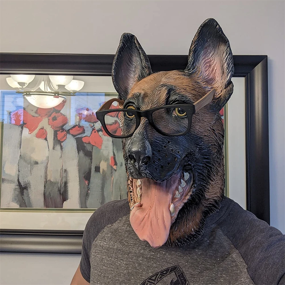 German Shepherd Mask Halloween Party Cosplay Animal Costume Sheepdog Dog Head Masks Funny Realistic Animal Full Head German Shepherd Mask Halloween Party Cosplay Animal Costume Sheepdog Dog Head Masks Funny Realistic Animal Full Head