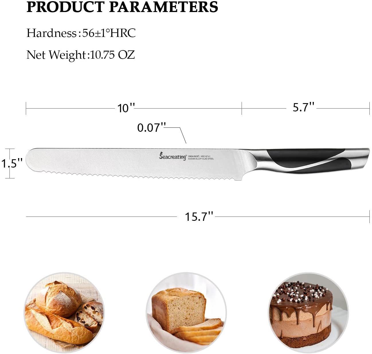 German Stainless Steel Serrated Sourdough Bread Knife German Stainless Steel Serrated Sourdough Bread Knife
