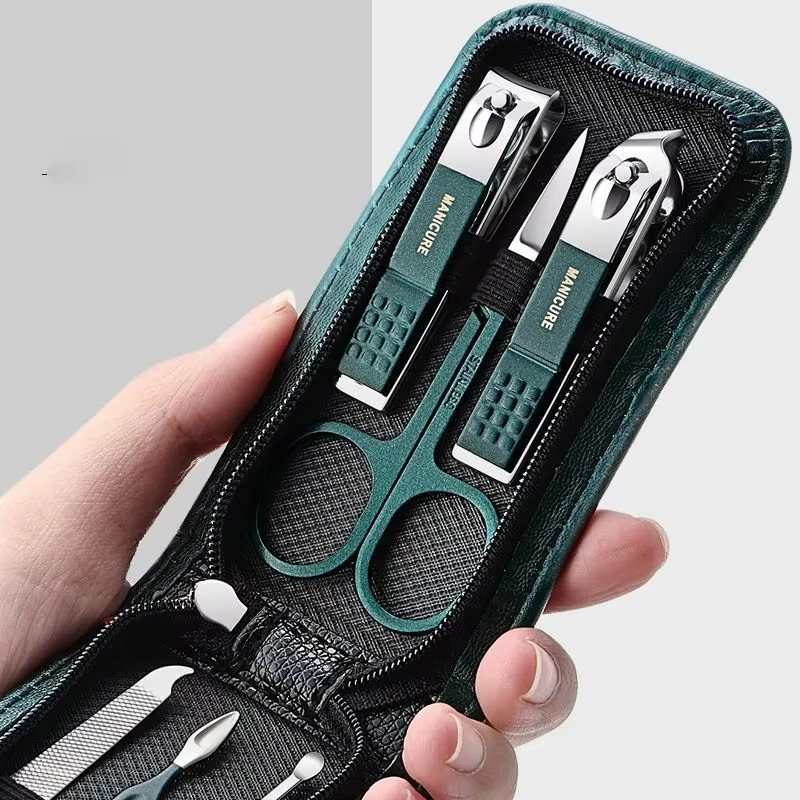 Germany 6 Pcs Portable Luxury Manicure Sets Pedicure Kits Bright Black Nail Clipper Set Personal Care Tools Eyebrow