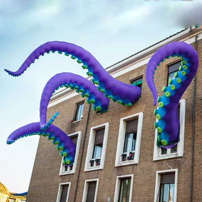 Giant Purple Inflatable Octopus Tentacle With Blower For Halloween Outdoor Events Commercial Performance Stage Roof