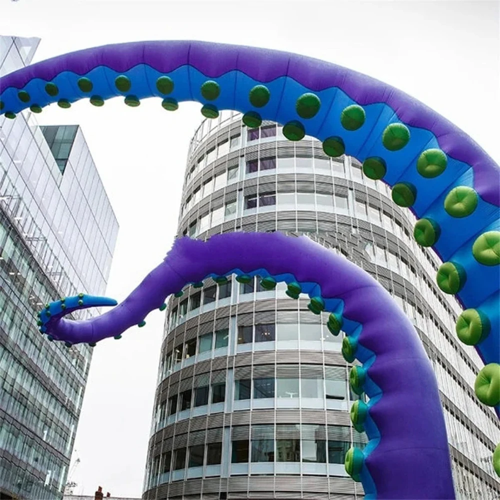 Giant Purple Inflatable Octopus Tentacle With Blower For Halloween Outdoor Events Commercial Performance Stage Roof