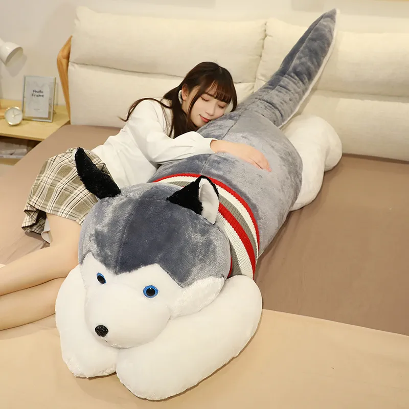 Giant Soft Kawaii Husky Dog Plush Toys Cute Stuffed Animals Long Sleep Pillow Doll For Kids Girlfriend Birthday Gift