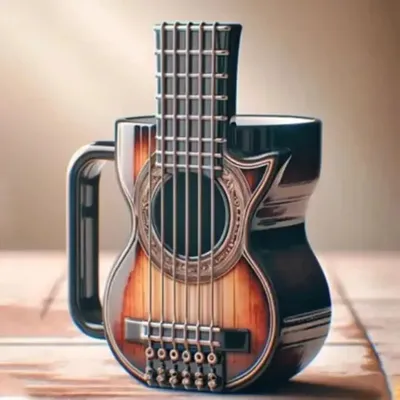 Gifts Resin Musical Instrument Coffee Mug Durable Handcrafted Coffee Cup Guitar Pattern Water Cup for Desktop Ornament