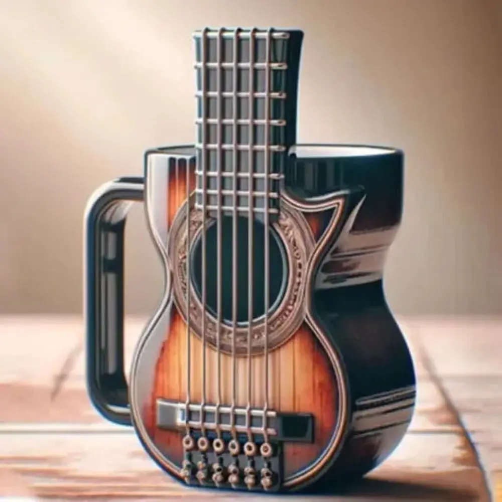 Gifts Resin Musical Instrument Coffee Mug Durable Handcrafted Coffee Cup Guitar Pattern Water Cup for Desktop Ornament