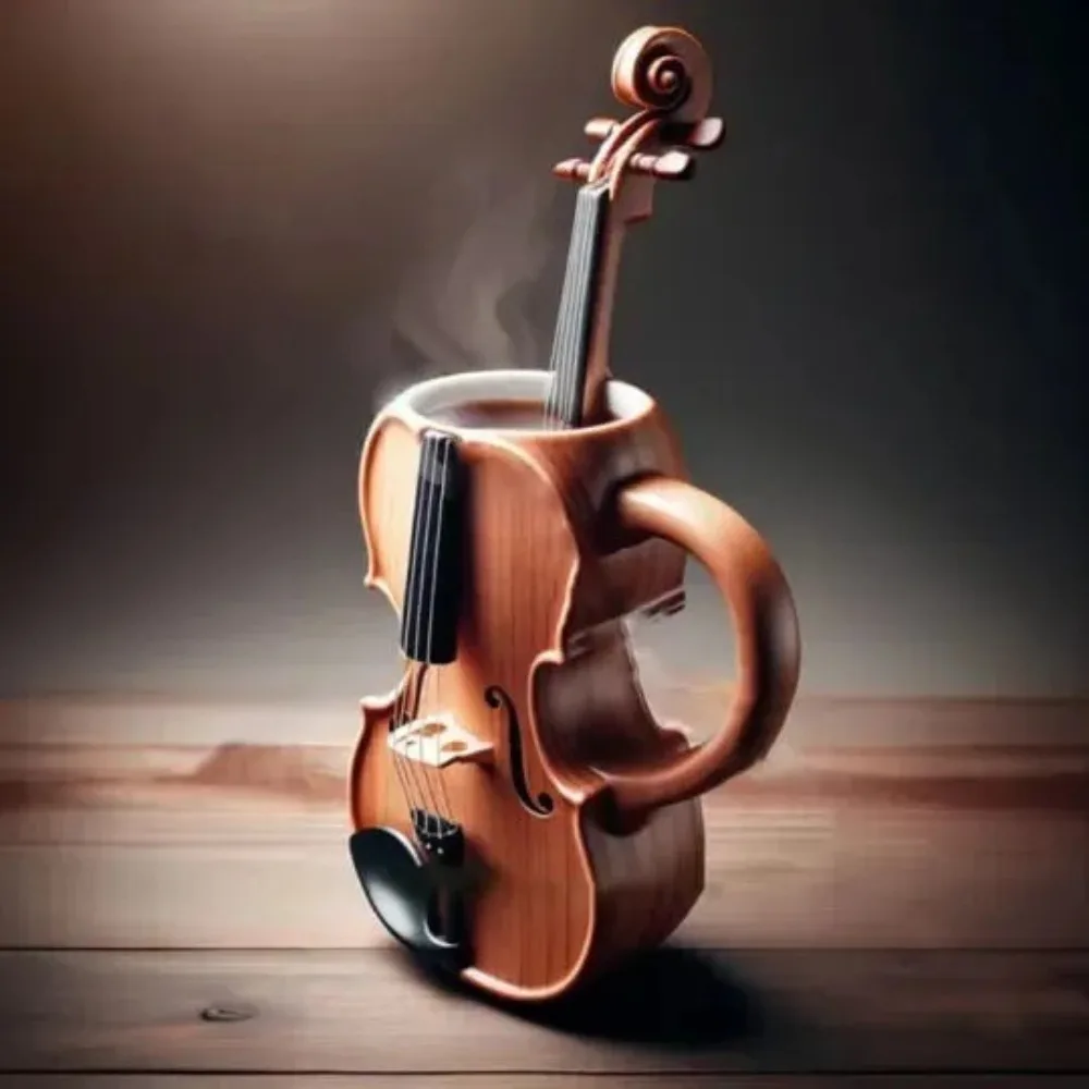 Gifts Resin Musical Instrument Coffee Mug Durable Handcrafted Coffee Cup Guitar Pattern Water Cup for Desktop Ornament