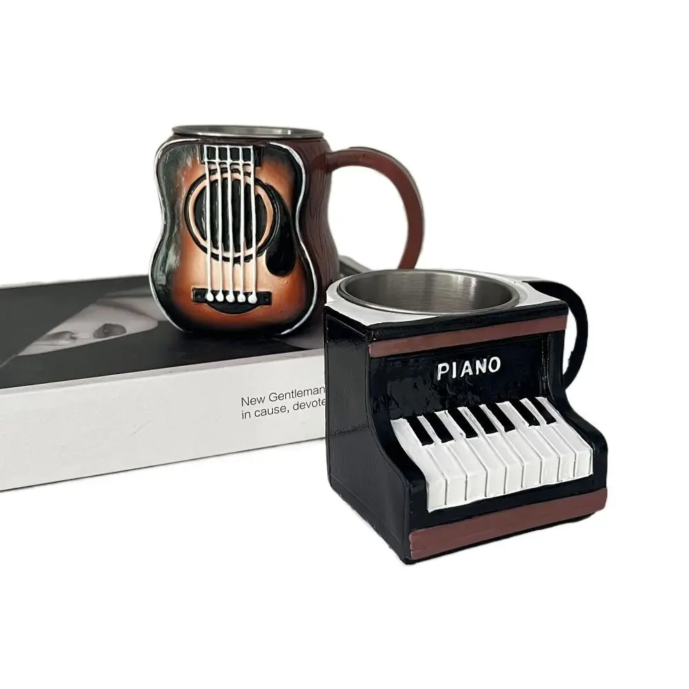 Gifts Resin Musical Instrument Coffee Mug Durable Handcrafted Coffee Cup Guitar Pattern Water Cup for Desktop Ornament