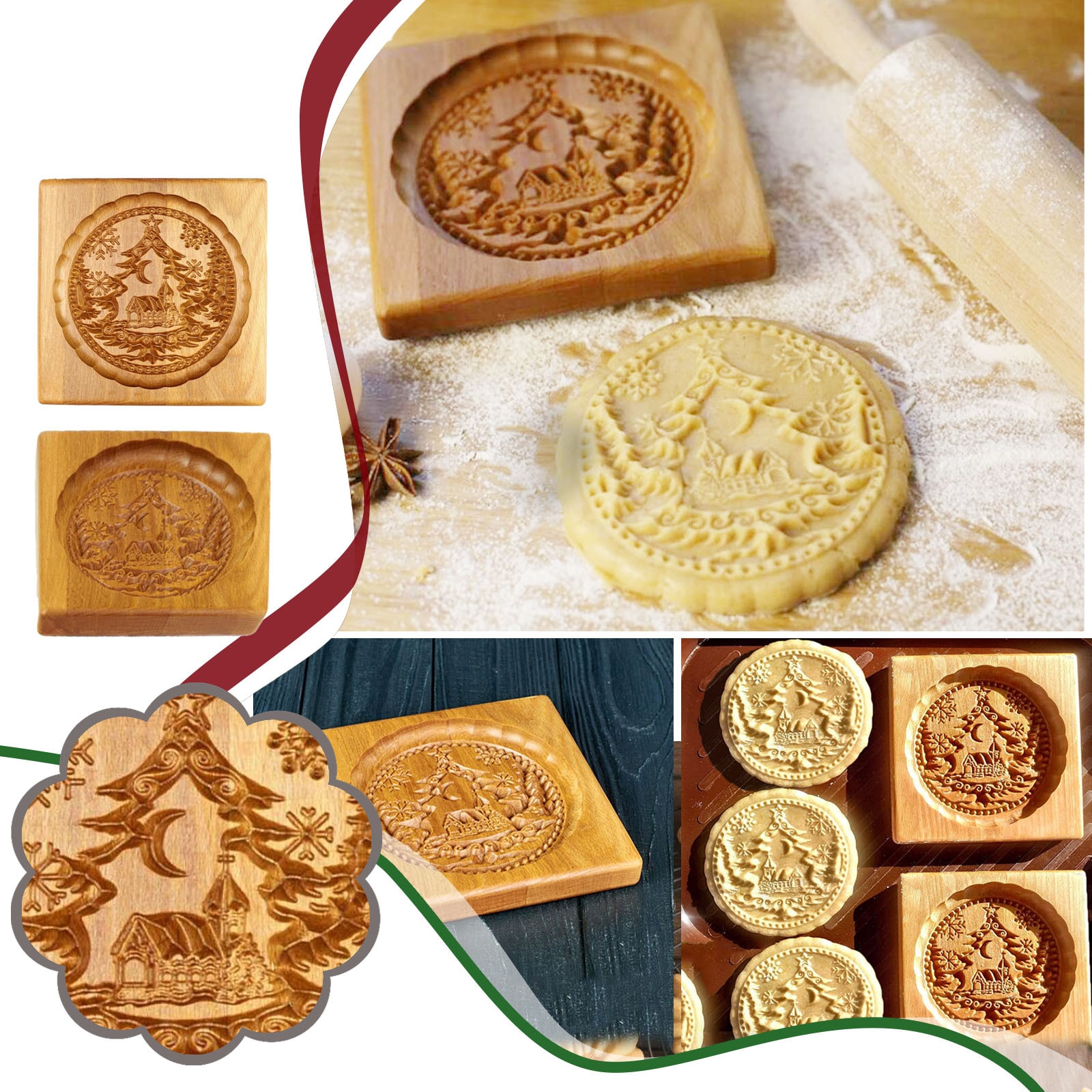 Gingerbread Wooden Cookie Mold