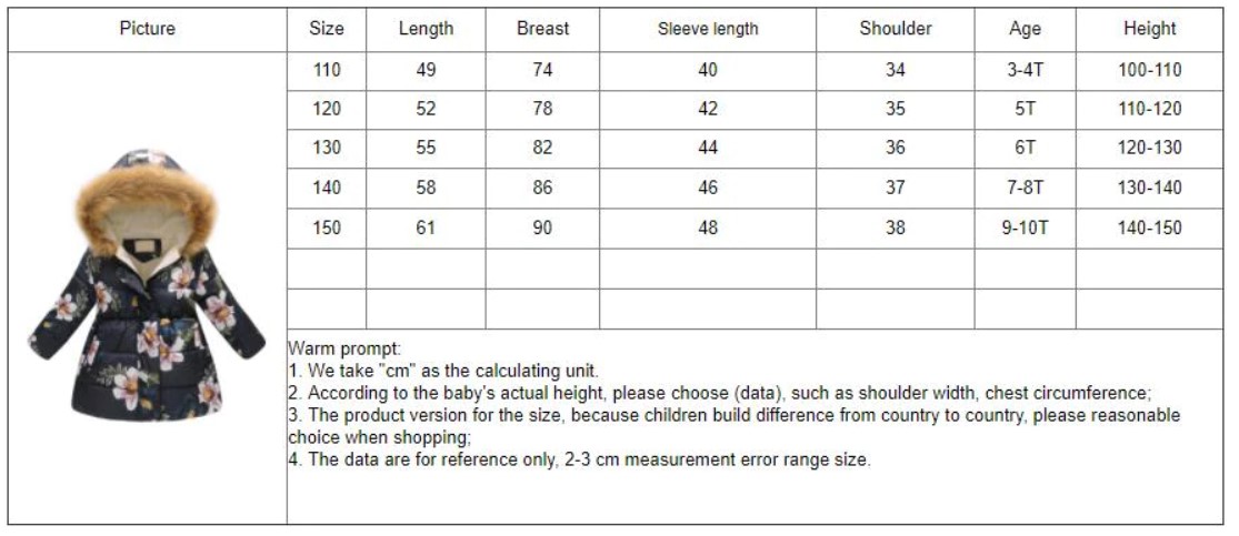 Girls Coat With Fur Hood Winter Jacket