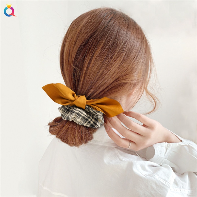 Girls Hair Scrunchies Plaid Hair Tie Girls Hair Scrunchies Plaid Hair Tie
