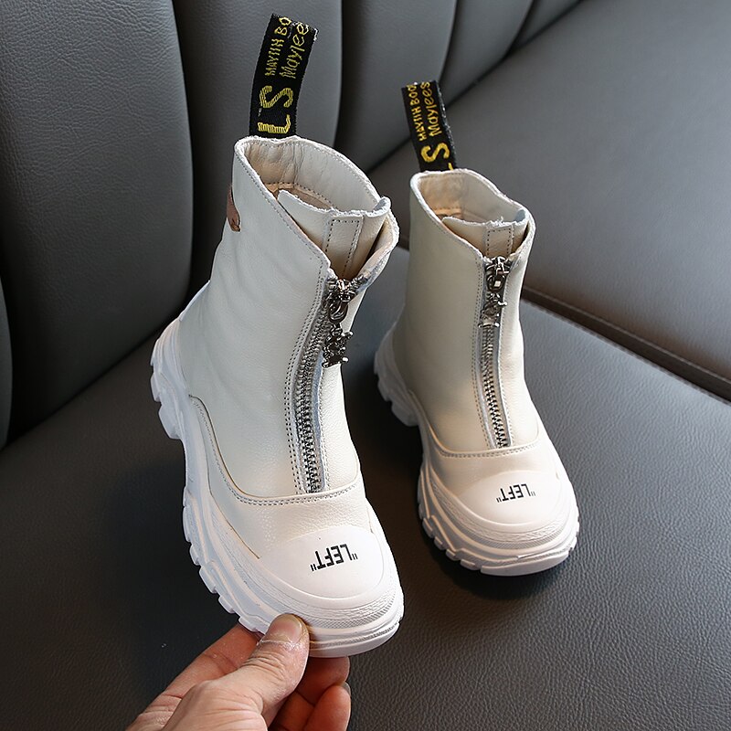 Girls Leather Boots Soft Bottom Shoes