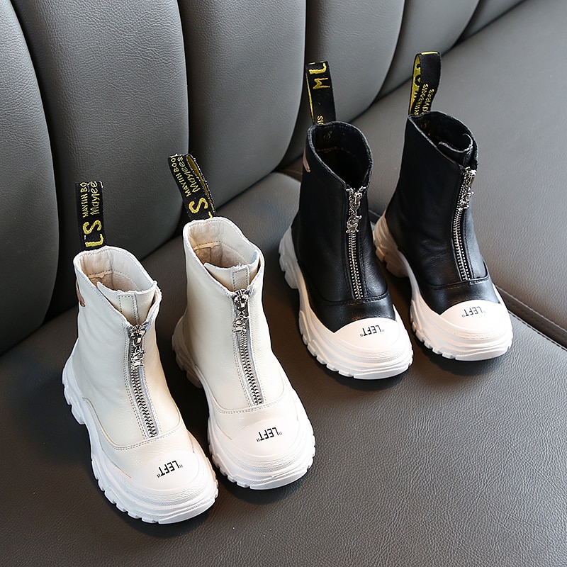 Girls Leather Boots Soft Bottom Shoes