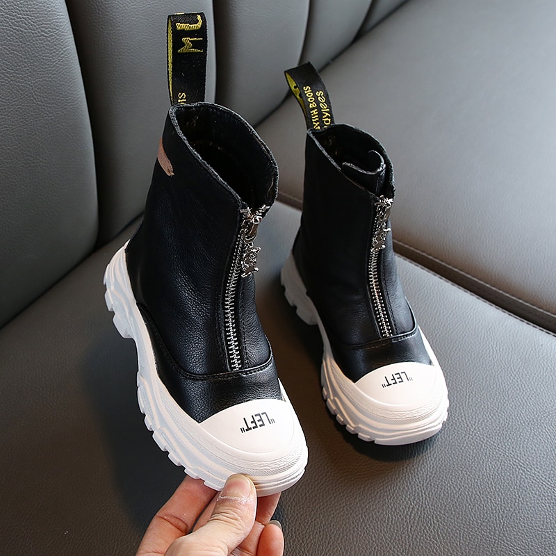Girls Leather Boots Soft Bottom Shoes