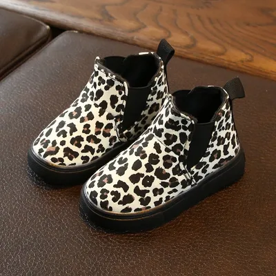 Girls Leopard Boots Ankle Shoes Girls Leopard Boots Ankle Shoes