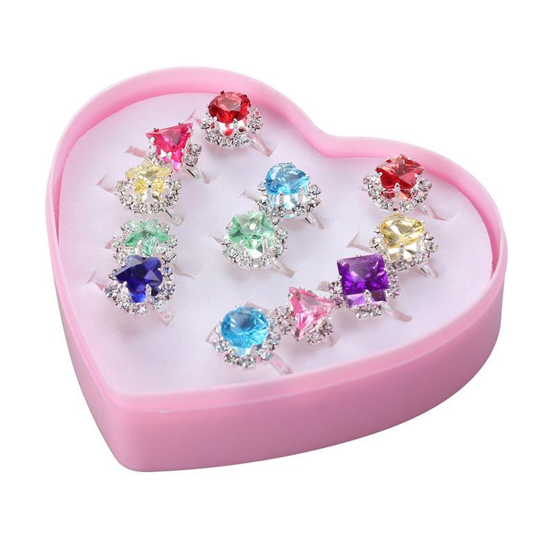 Girls' Plastic Toy Rings in Heart Box (12 pcs) Girls' Plastic Toy Rings in Heart Box (12 pcs)