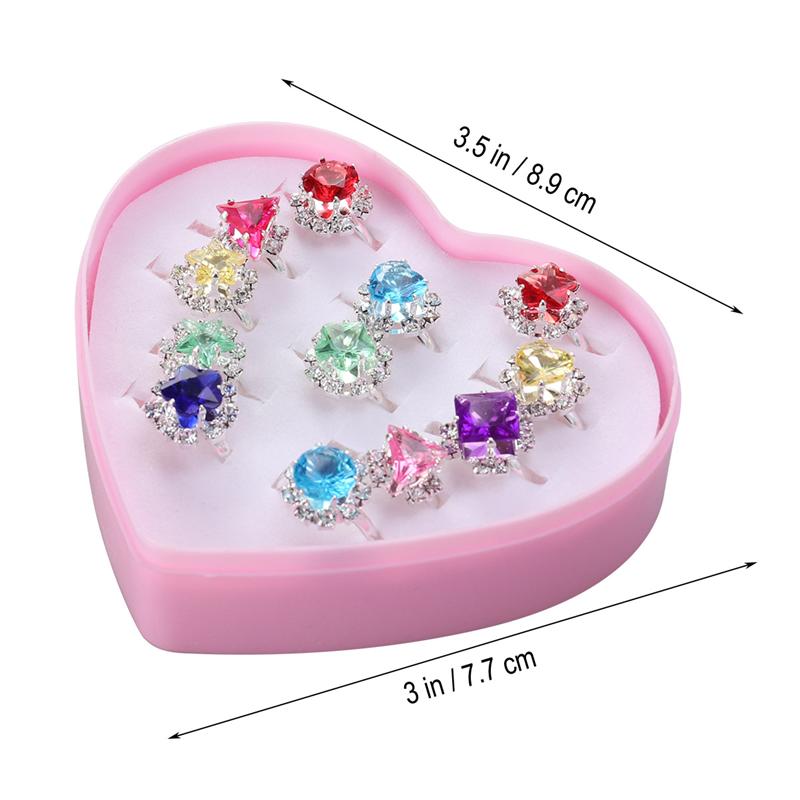 Girls' Plastic Toy Rings in Heart Box (12 pcs) Girls' Plastic Toy Rings in Heart Box (12 pcs)