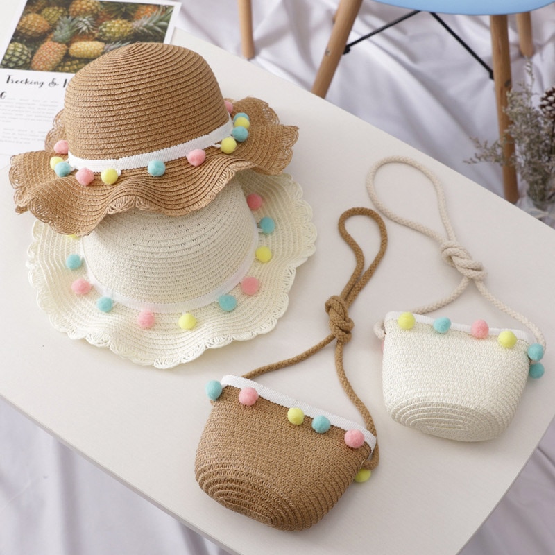 Girls Sun Hat and Shoulder Bag Set Girls Sun Hat and Shoulder Bag Set