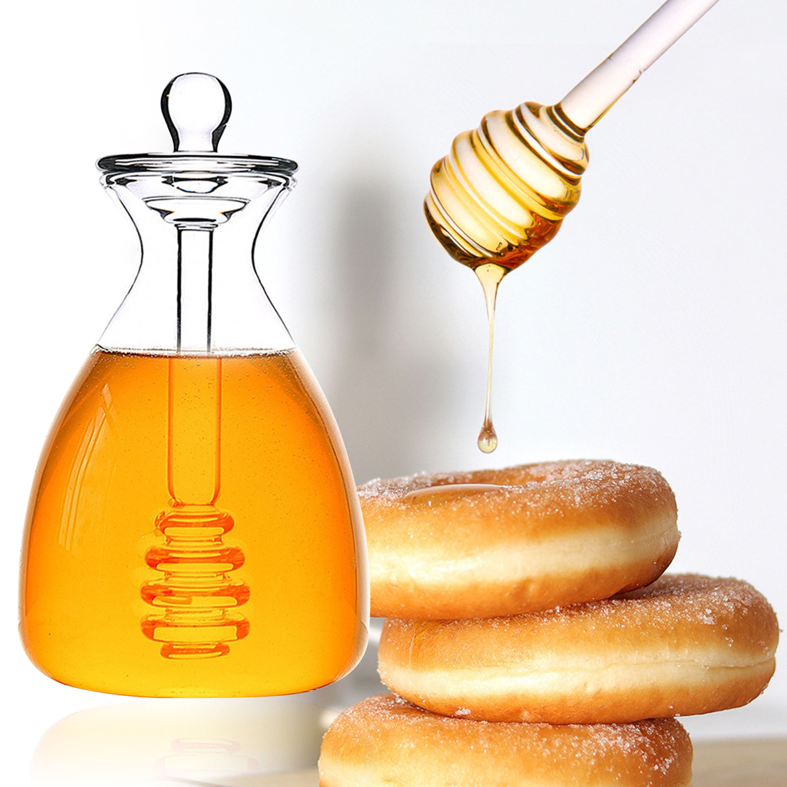 Glass 500ml Honey Pot with Dipper