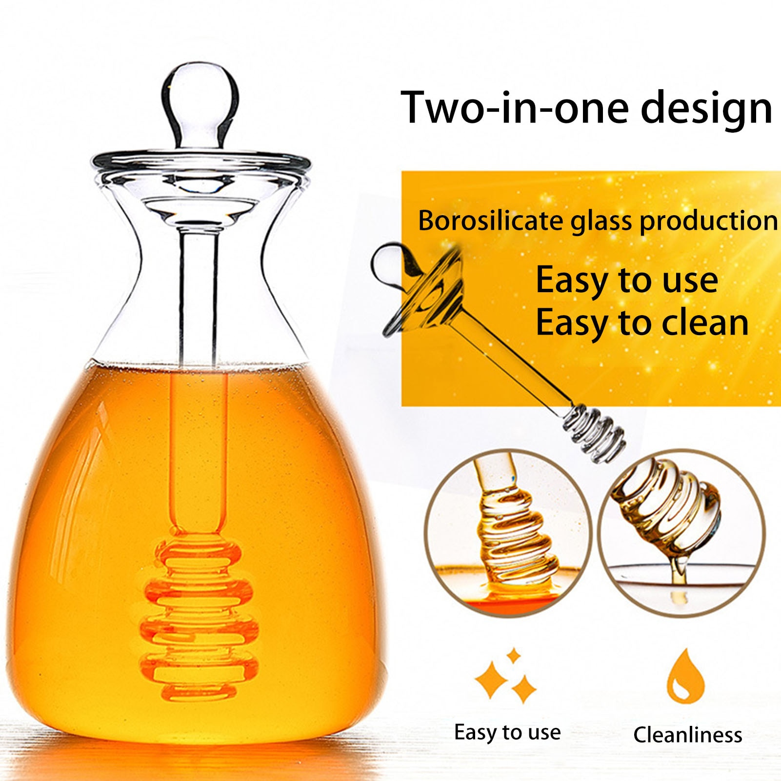 Glass 500ml Honey Pot with Dipper