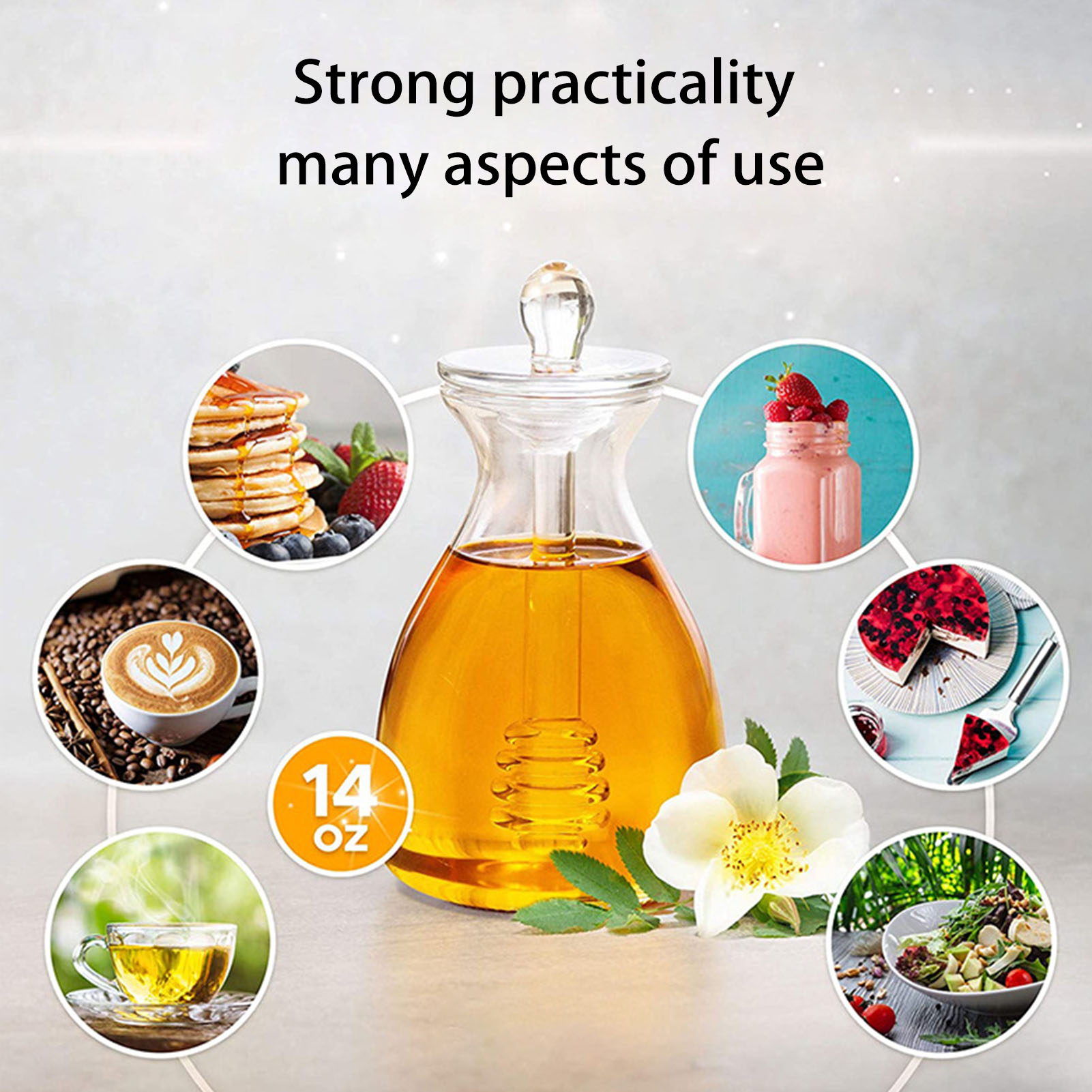Glass 500ml Honey Pot with Dipper