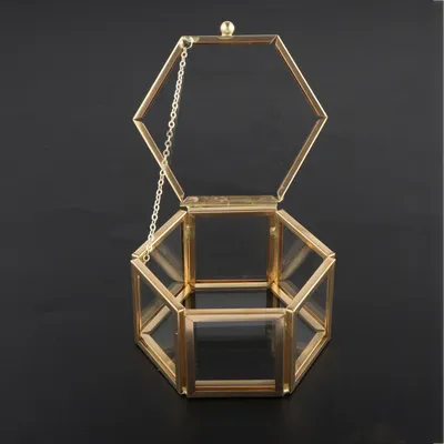 Glass and Gold Hexagon Jewelry Box Glass and Gold Hexagon Jewelry Box