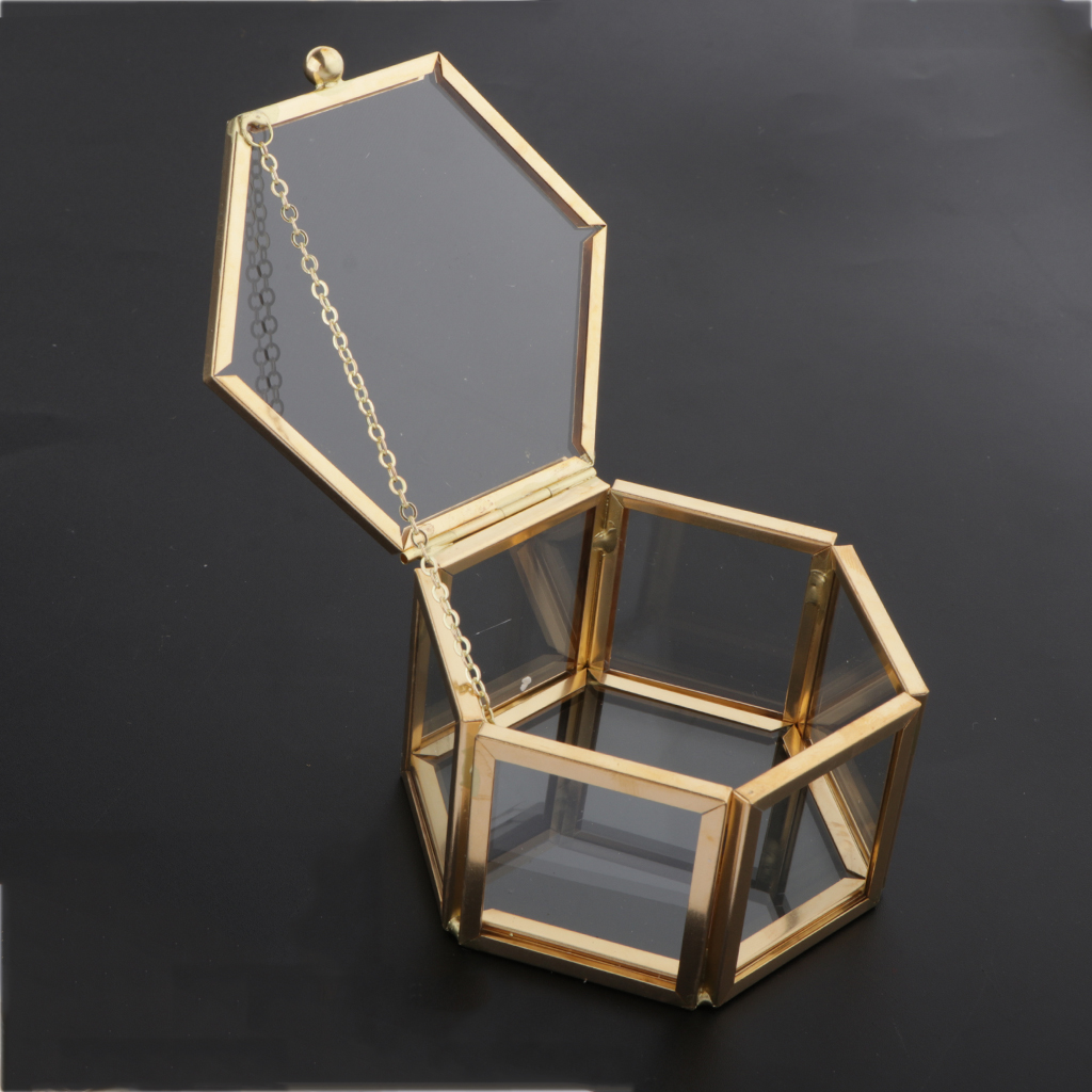 Glass and Gold Hexagon Jewelry Box Glass and Gold Hexagon Jewelry Box