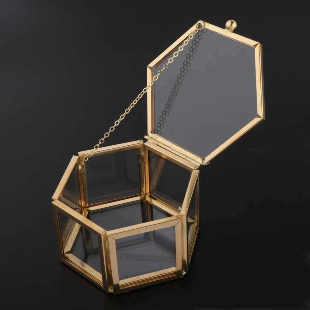 Glass and Gold Hexagon Jewelry Box Glass and Gold Hexagon Jewelry Box