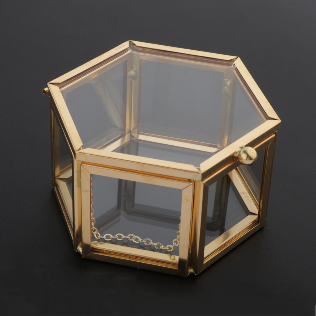 Glass and Gold Hexagon Jewelry Box Glass and Gold Hexagon Jewelry Box