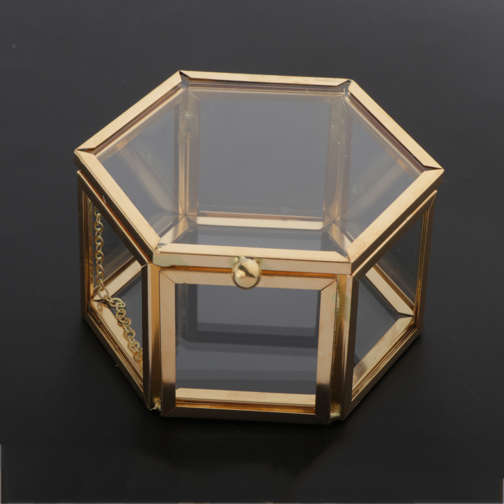 Glass and Gold Hexagon Jewelry Box Glass and Gold Hexagon Jewelry Box