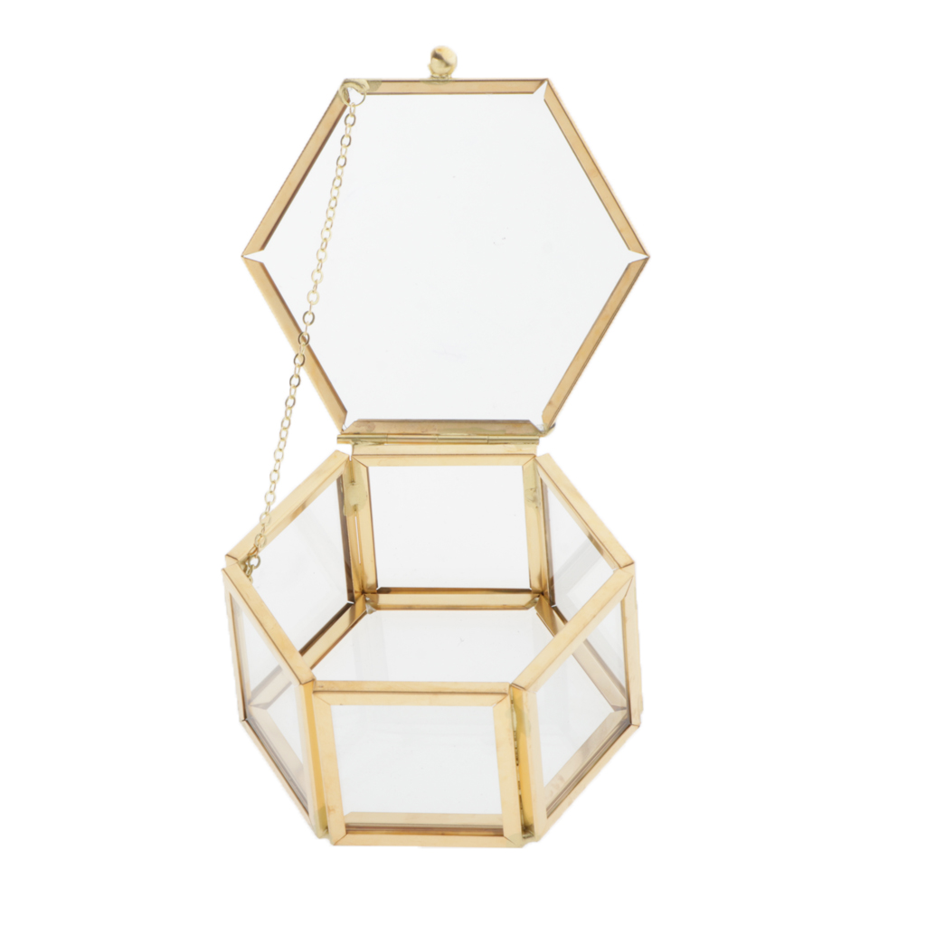 Glass and Gold Hexagon Jewelry Box Glass and Gold Hexagon Jewelry Box