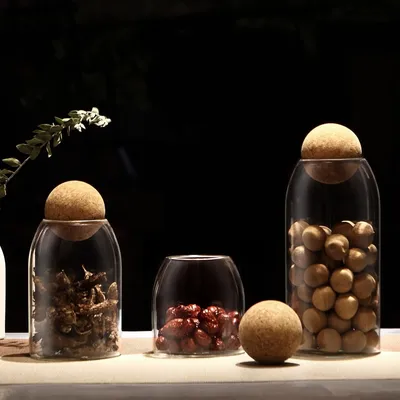 Glass Canister with Cork Lid Kitchen Organizer Glass Canister with Cork Lid Kitchen Organizer