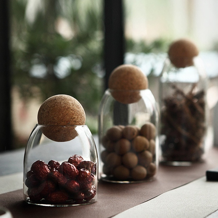 Glass Canister with Cork Lid Kitchen Organizer Glass Canister with Cork Lid Kitchen Organizer