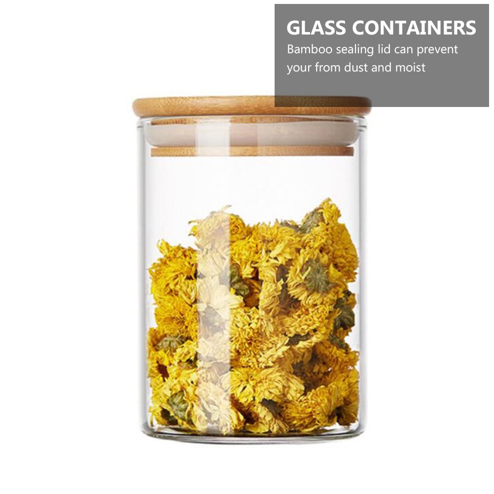 Glass Containers with Wood Lids (10 Pcs)