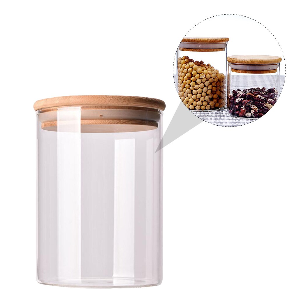 Glass Containers with Wood Lids (10 Pcs)