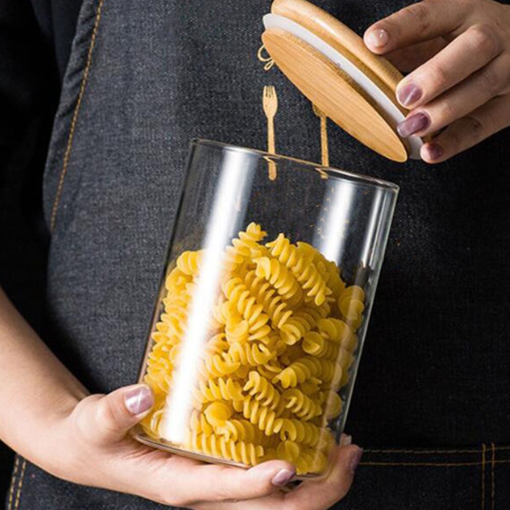 Glass Containers with Wood Lids (10 Pcs)