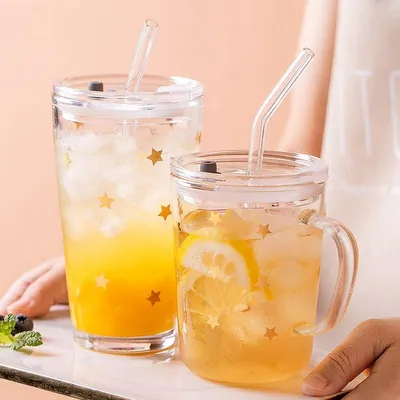Glass Cup with Lid and Straw Glass Cup with Lid and Straw
