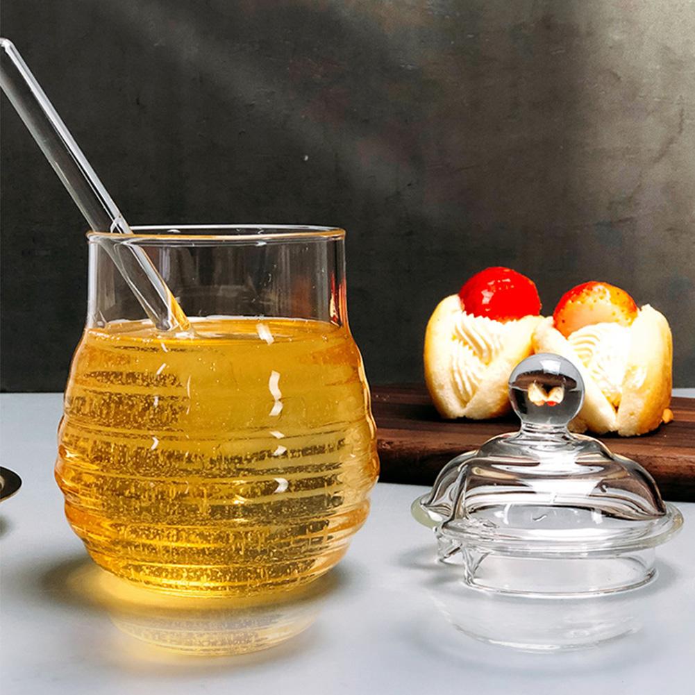 Glass Honey Jar with Glass Honey Dipper