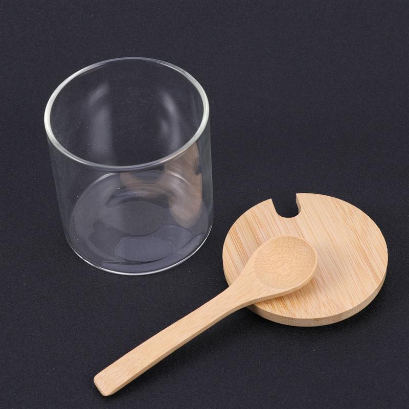 Glass Jar with Spoon and Wooden Lid Glass Jar with Spoon and Wooden Lid