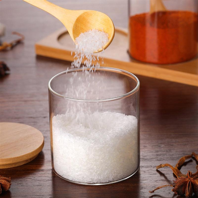 Glass Jar with Spoon and Wooden Lid Glass Jar with Spoon and Wooden Lid
