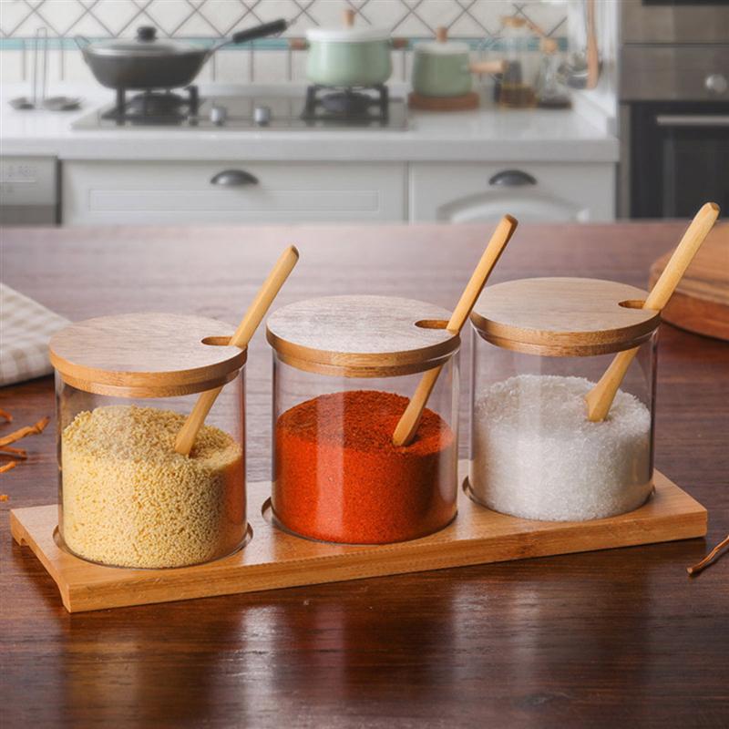 Glass Jar with Spoon and Wooden Lid Glass Jar with Spoon and Wooden Lid
