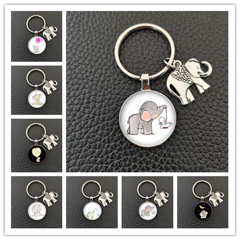 Glass Pendant Elephant Keyring Glass Pendant Elephant Keyring