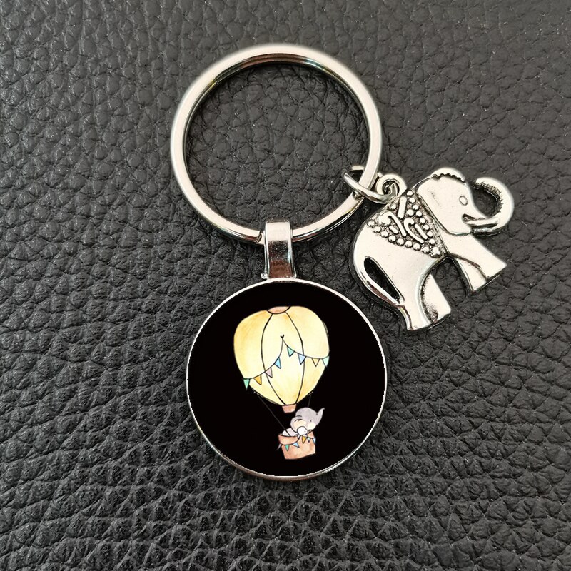 Glass Pendant Elephant Keyring