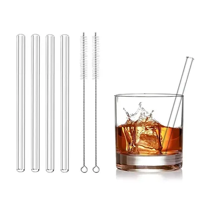 Glass Reusable Cocktail Straws (4 pcs) Glass Reusable Cocktail Straws (4 pcs)