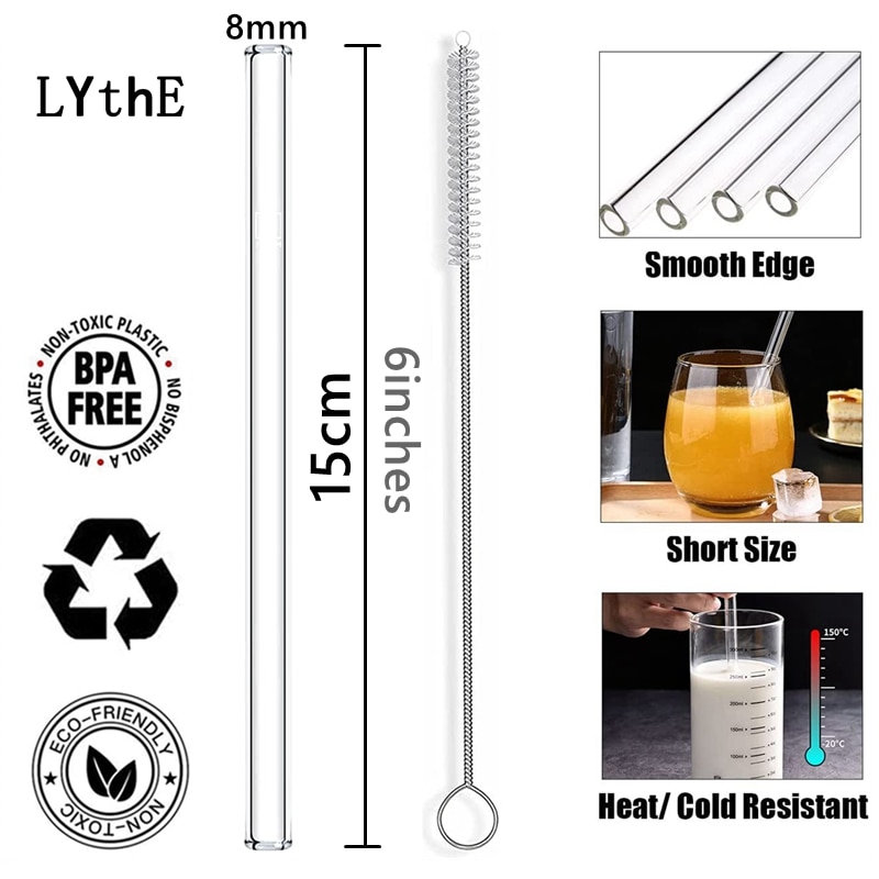 Glass Reusable Cocktail Straws (4 pcs) Glass Reusable Cocktail Straws (4 pcs)