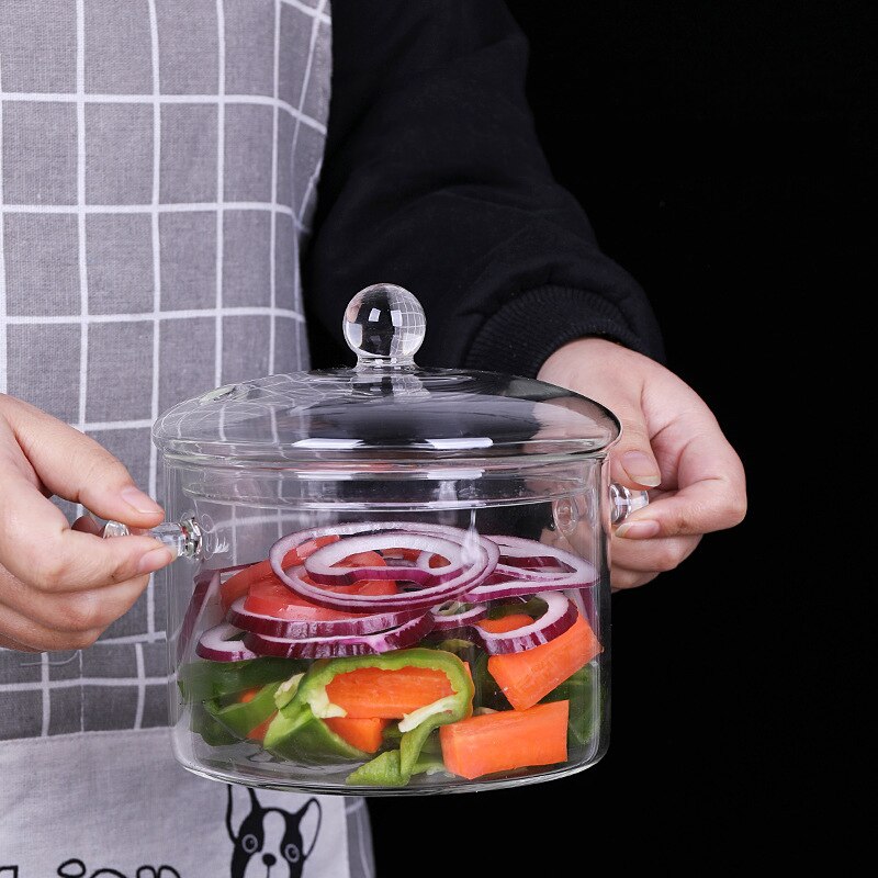 Glass Sauce Pan Clear Cooking Pot