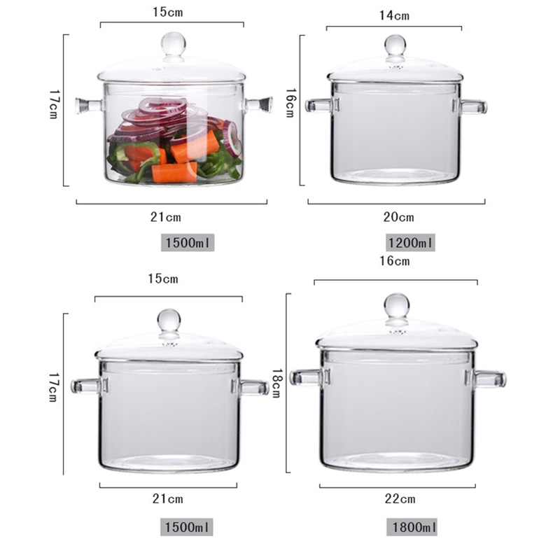 Glass Sauce Pan Clear Cooking Pot