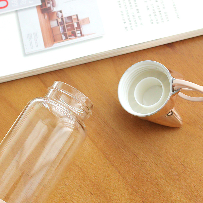 Glass Water Bottle Cat Ears Design