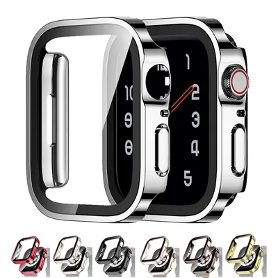 Glass+Cover for Apple Watch Case Tempered Screen Protector Protective iWatch series 7 8 SE 6 5 4