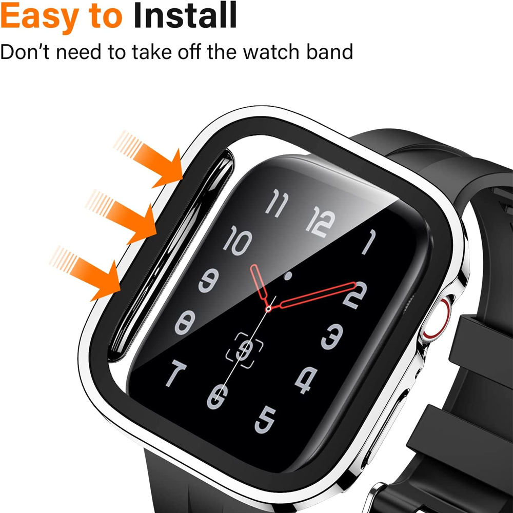Glass+Cover for Apple Watch Case Tempered Screen Protector Protective iWatch series 7 8 SE 6 5 4