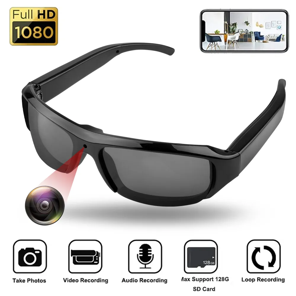 Glasses Camera HD 1080P Video Take Photo Outdoor Video Recorder Cycling Wearable Protable Mini Camera One Button Control Glasses Camera HD 1080P Video Take Photo Outdoor Video Recorder Cycling Wearable Protable Mini Camera One Button Control